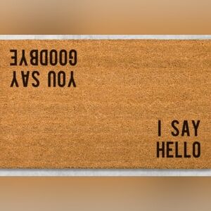 Reversible Beatles Tan Doormat with Black Text